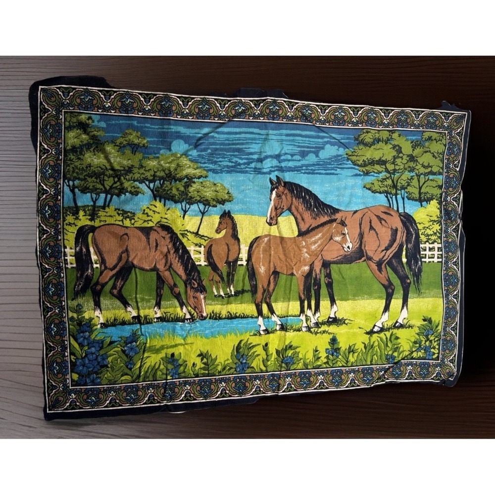 Vintage Horse Tapestry Equestrian Wall Hanging‎ Throw Blanket Farm Pastoral